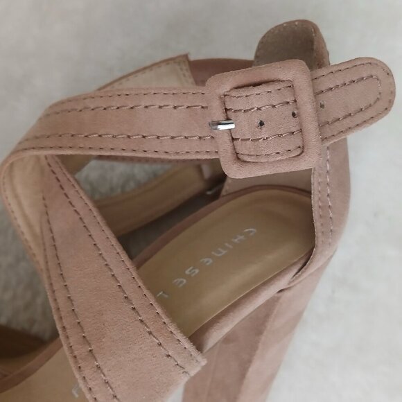 Chinese Laundry Strappy Sandals Open Toe Block Heel Blush Size 7 - Picture 7 of 9